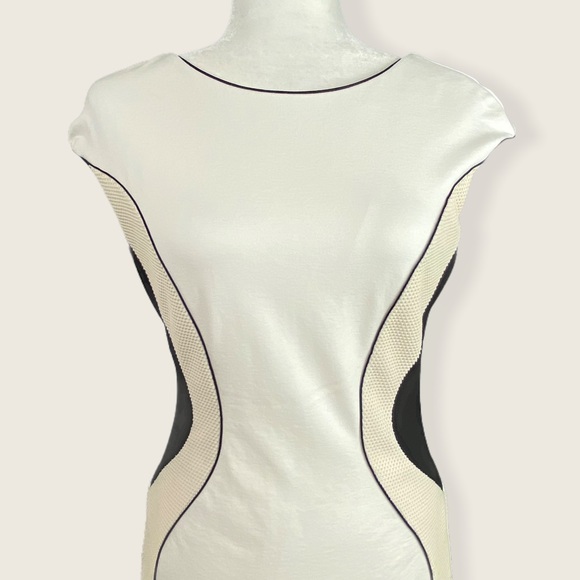 Ann Taylor Women’s Wear to Work Fitted Neutral Short Sleeve Midi Bodycon Dress 4 - Picture 5 of 15